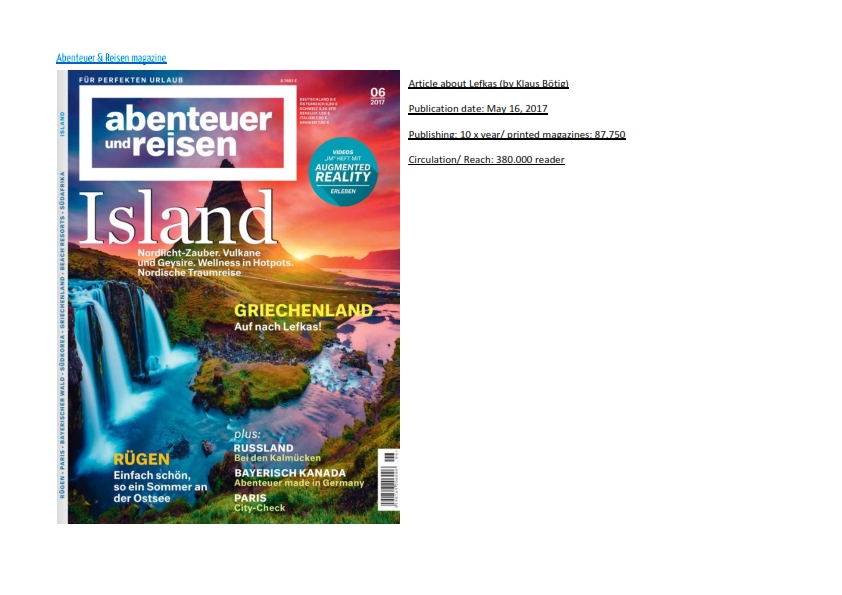 abenteuer und reisen magazine May June 2017 Lefkas 001