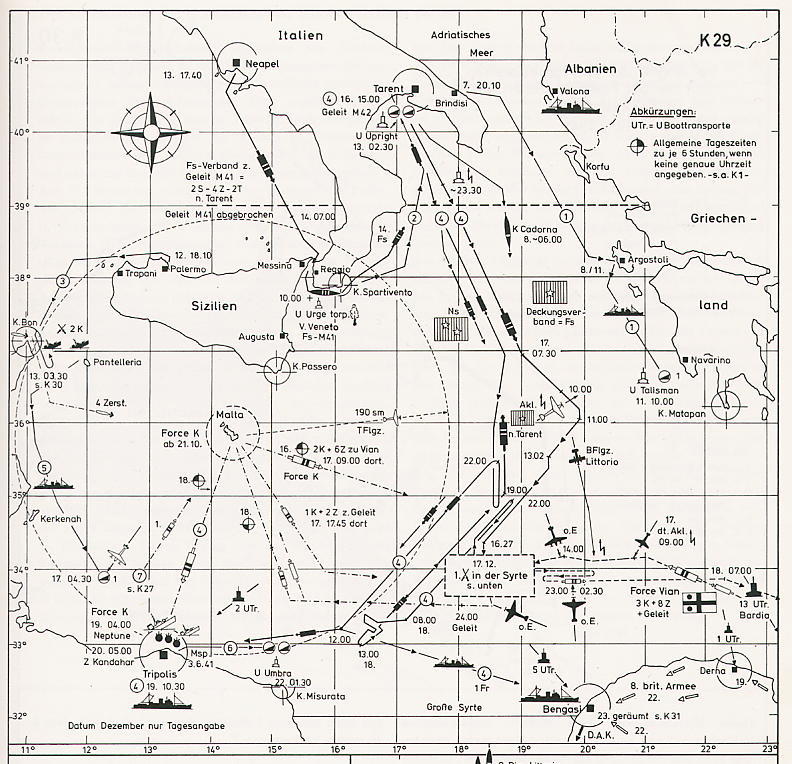 5. Γερμανικός χάρτης επιχειρήσεων στην Κεντρική Μεσόγειο Δεκέμβριος 1941