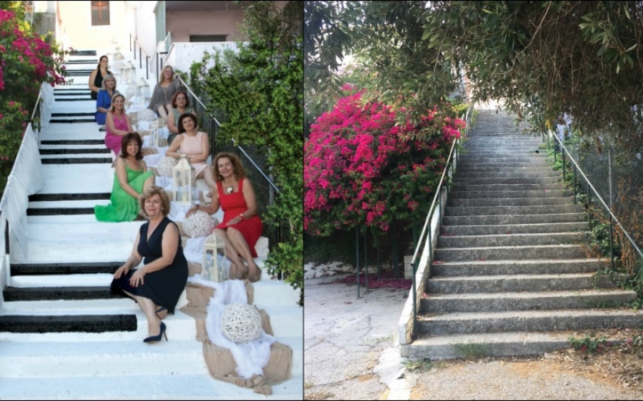Eικαστική παρέμβαση σε μια μπέτινη σκάλα στο Ληξούρι (εικόνες)