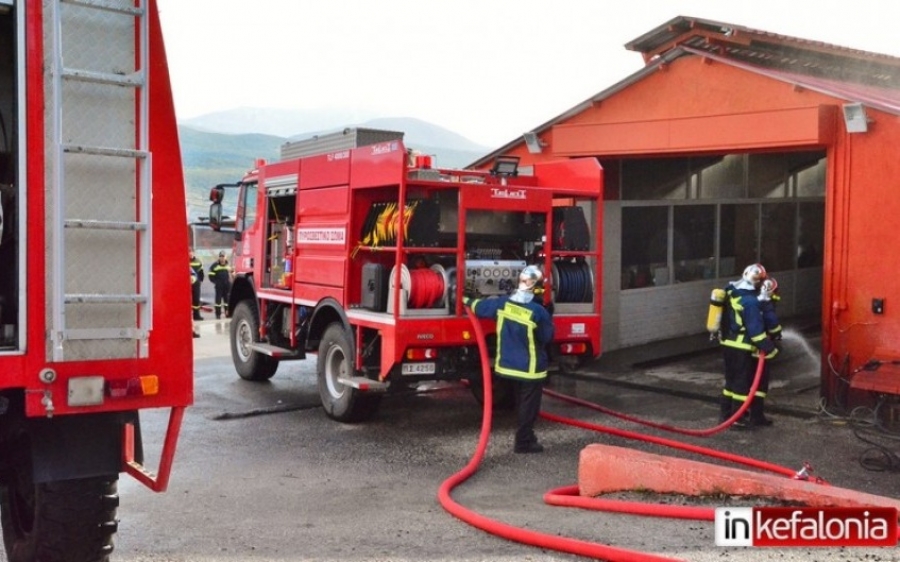 Άσκηση ετοιμότητας της Πυροσβεστικής σε Κατάστημα Οικοδομικών υλικών