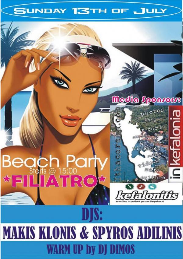 FILIATRO BEACH PARTY στην Ιθάκη την Κυριακή 13 Ιουλίου