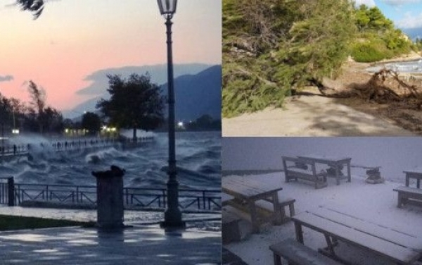 Επέλαση «Ξενοφώντα»: Πτώσεις δέντρων, δεμένα πλοία, χιόνια -Σοβαρά προβλήματα