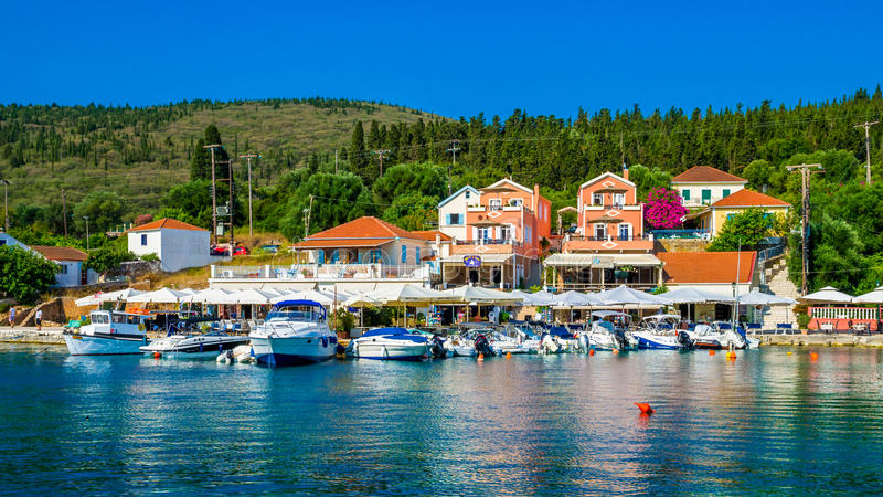 port fiskardo kefalonia island greece town july bay boats yachts 61418532