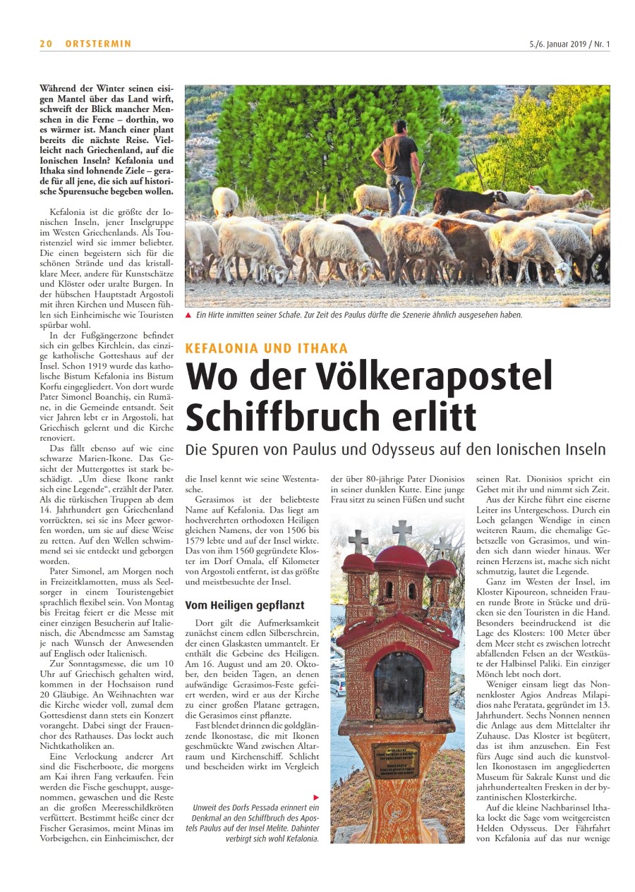 KefalonieIthaka Kath. Sonntagszeitung 5.1.2019 2. Seite 001