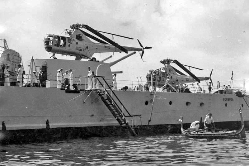 1. HMS Bermuda with Dragonflies at Zante IWM A32691