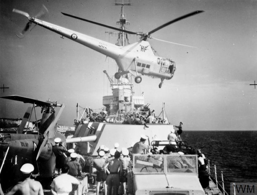 3. Naval helicopter flown off HMS Bermuda arrival at Zakinthos IWM A32665