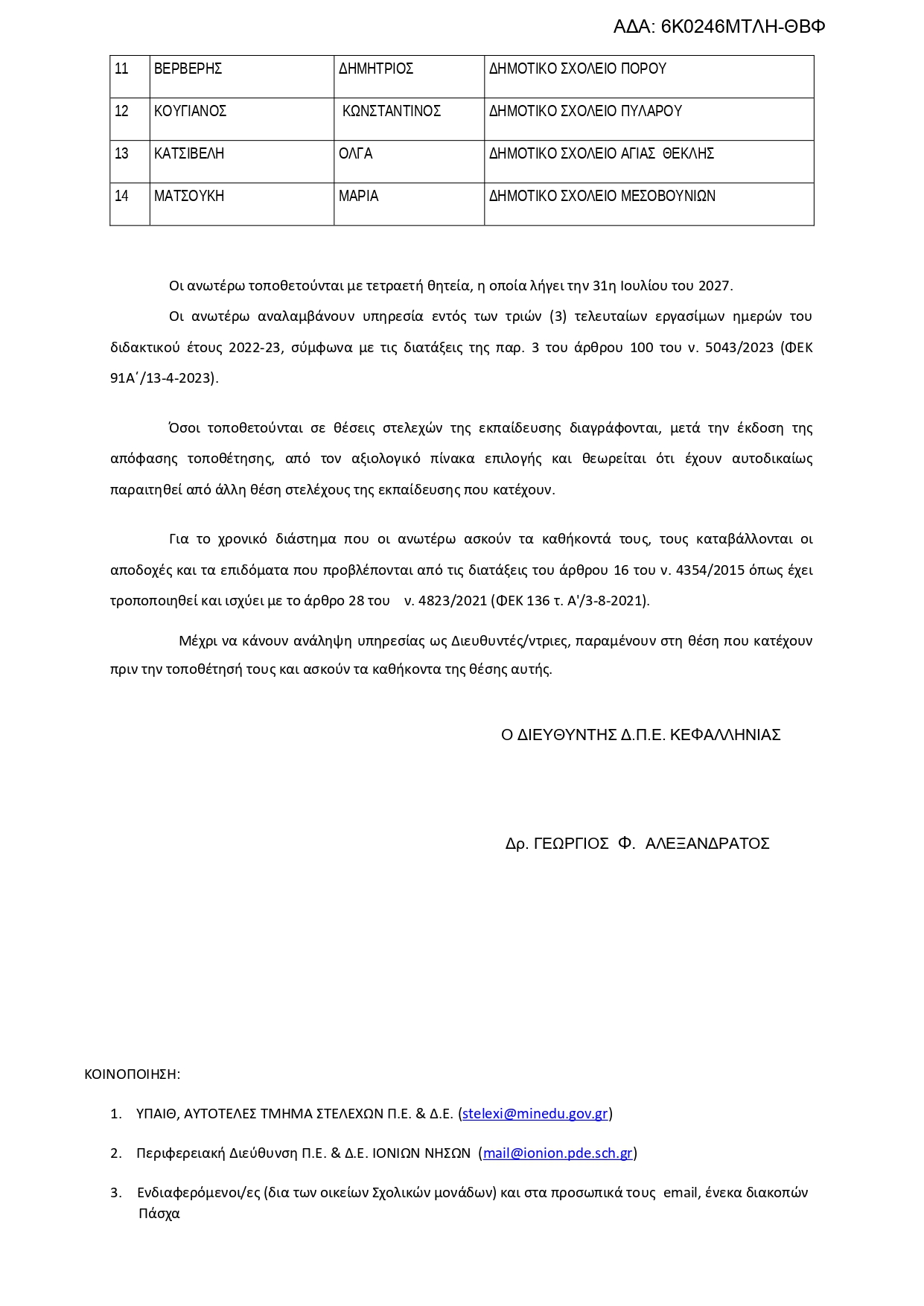 ΑΠΟΦΑΣΗ ΤΟΠΟΘΕΤΗΣΗΣ ΔΙΕΥΘΥΝΤΩΝ 6Κ0246ΜΤΛΗ ΘΒΦ page 0003