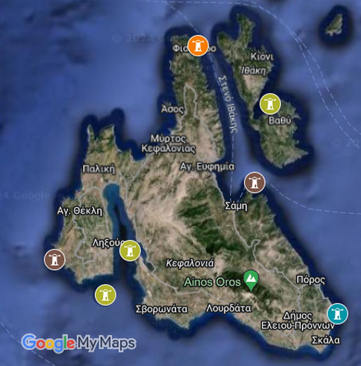 1. Θέσεις Φάρων στην Κεφαλονιά και την Ιθάκη