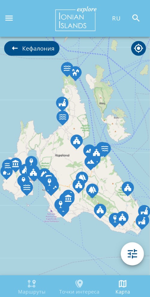 Χάρτης Κεφαλονιάς Ρώσικα