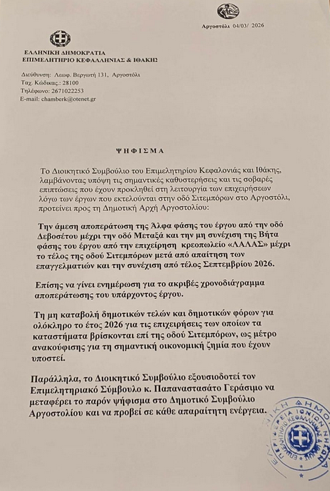 ψηφισμα Απαλλαγή δημ.τελών Σιτεμπόρων