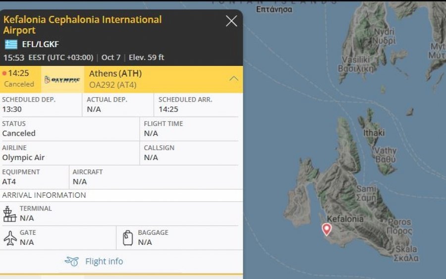 Ακυρώθηκε λόγω κακοκαιρίας η πτήση της Olympic Air από Αθήνα για Κεφαλονιά