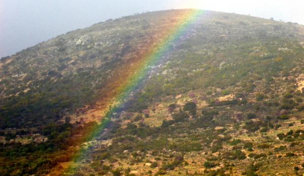 Εικόνες από το απογευματινό ουράνιο τόξο που ξεπρόβαλε στον ουρανό