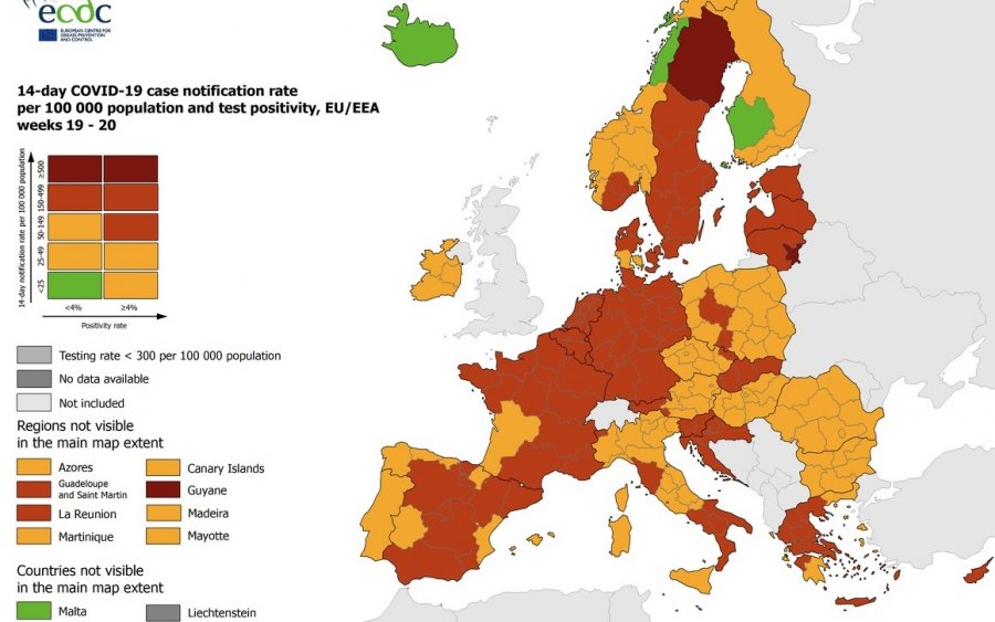 ECDC: Βελτιωμένη η επιδημιολογική κατάσταση στην Ελλάδα – Παραμένει στο πράσινο ο δείκτης θετικότητας