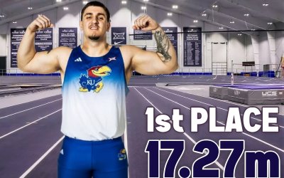 Την πρώτη του πανεπιστημιακή νίκη στη σφαιροβολία πέτυχε ο Δημήτρης Αντωνάτος σε αγώνες στο Κάνσας