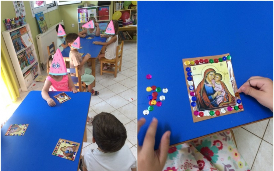 Τα παιδια απο το "Kόκκινο Μπαλόνι" στόλισαν την εικόνα της Παναγίας με φιδάκια (εικόνες)