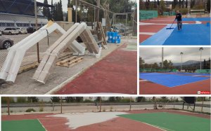 Ξεκίνησαν οι εργασίες στα ανοικτά γήπεδα μπάσκετ και τένις του Αργοστολίου (εικόνες)
