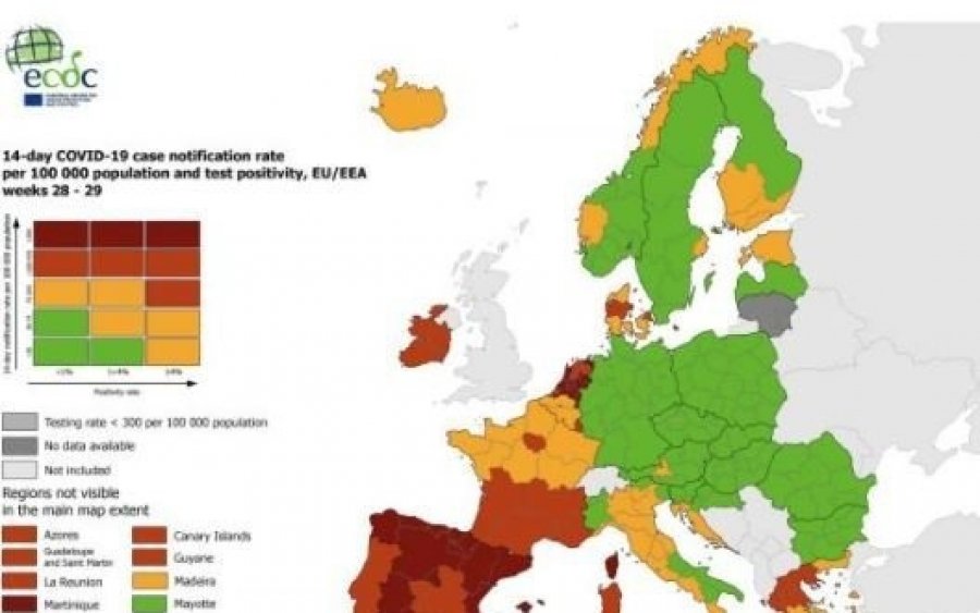 ECDC: Στο «κόκκινο» το μεγαλύτερο μέρος της Ελλάδας – Σε «βαθύ κόκκινο» νησιά Νοτίου Αιγαίου και Κρήτη