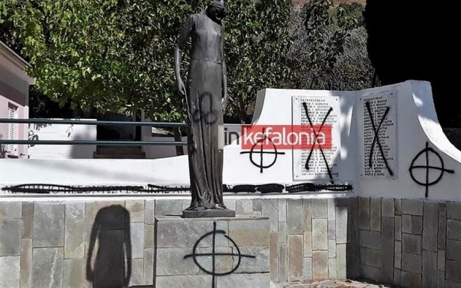 Με μπογιές και ναζιστικά σύμβολα και το Μνημείο στα Χιονάτα (εικόνα)
