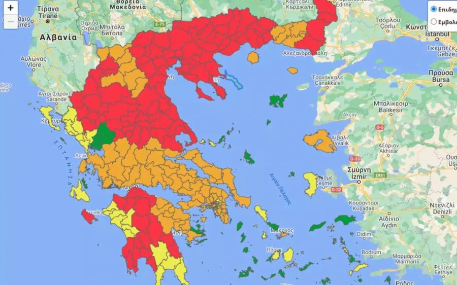 Κορονοϊός: Νέος επιδημιολογικός χάρτης – Στο «κόκκινο» ακόμη πέντε περιοχές