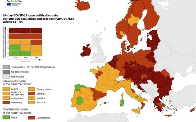 ECDC: Στο «κόκκινο» σχεδόν όλη η Ελλάδα – Ποιες περιοχές είναι στο «πορτοκαλί»