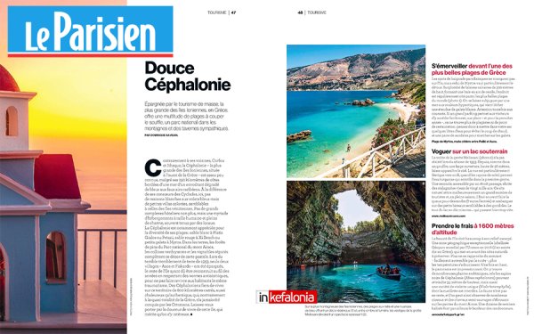 Μεγάλο αφιέρωμα της Le Parisien στην Κεφαλονιά, αποτέλεσμα της συνεργασίας με το Δήμο Αργοστολίου