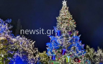 Χριστούγεννα 2021: Άναψε το χριστουγεννιάτικο δέντρο στο Σύνταγμα – Δείτε τη φωταγώγηση