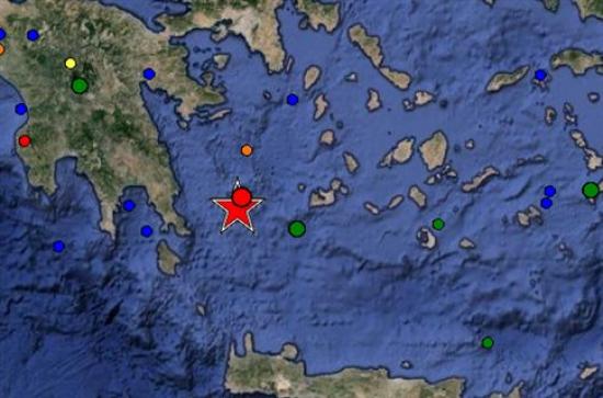 Ισχυρός σεισμός 5,7 βαθμών μεταξύ Λακωνίας και Μήλου