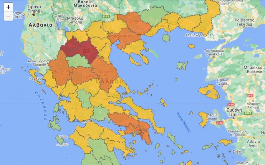 Έτσι διαμορφώνεται ο Χάρτης Υγειονομικής Ασφάλειας στην χώρα την Τετάρτη 28/10