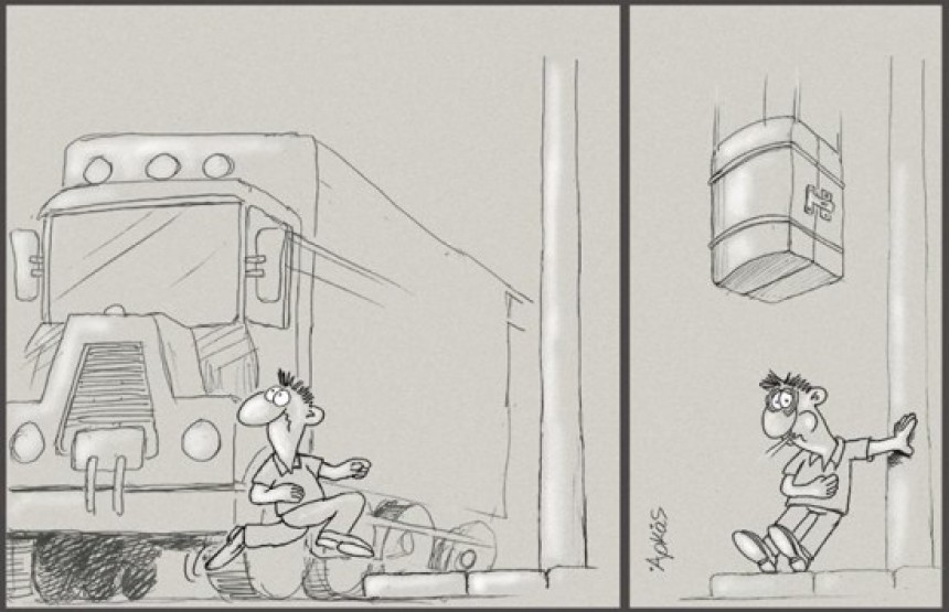Το σκίτσο του Αρκά για τη συμφωνία: Το φορτηγό και το σεντούκι