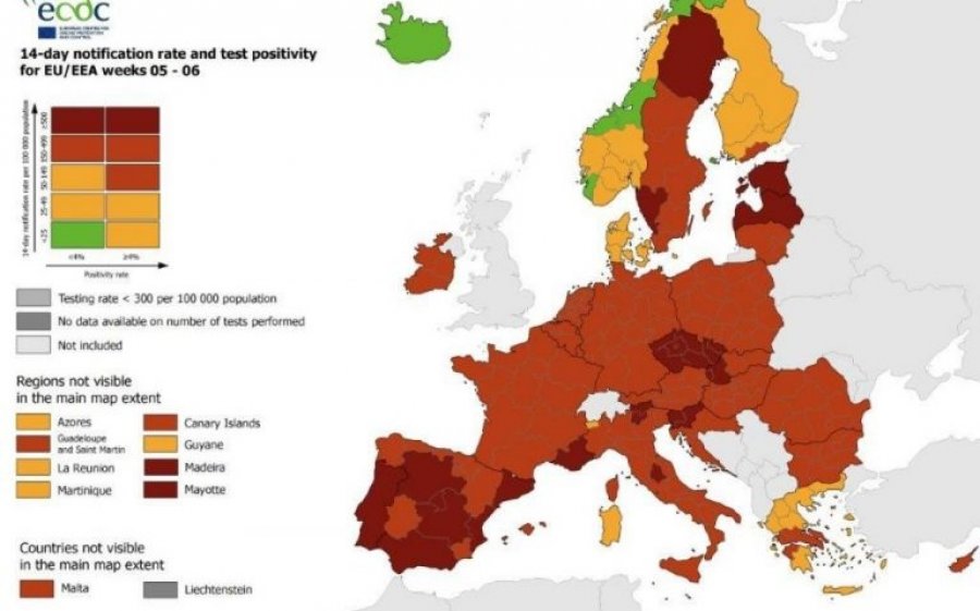 Χάρτης ECDC: Τέλος το πράσινο χρώμα για την Ελλάδα! Στο «κίτρινο» Κεφαλονιά & Ιθάκη