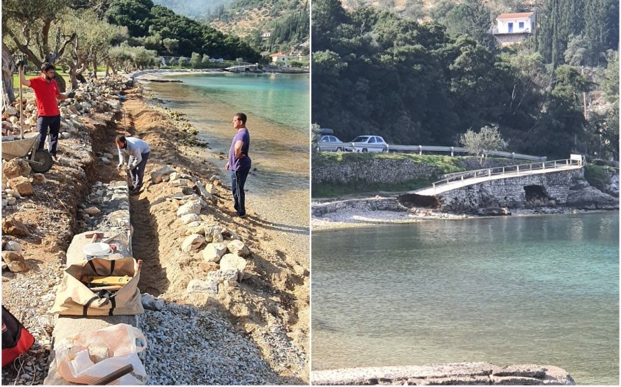Ιθάκη: Ξεκίνησε η επισκευή της παραλίας Δεξά μετά την καταστροφή που υπέστη απο τον Ιανό