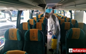 Κορονοϊός: Απολύμανση των λεωφορείων στο ΚΤΕΛ Κεφαλονιάς (εικόνες + video)
