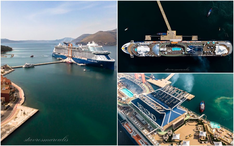  Υπέροχες εικόνες απο ψηλά με το κρουαζιερόπλοιο Celebrity Beyond στο λιμάνι του Αργοστολίου! 