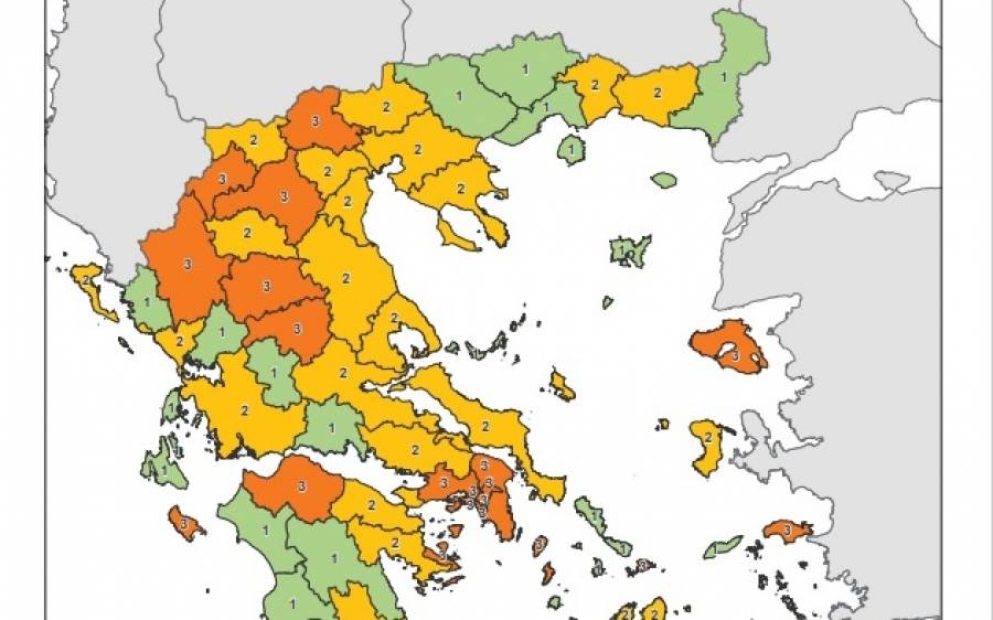 Χάρτης υγειονομικής ασφάλειας με στοχευμένα μέτρα ανά περιοχή - Δείτε που βρίσκεται η Κεφαλονιά και η Ιθάκη