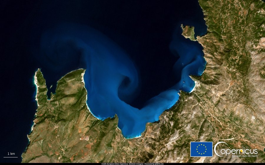 Μαγική εικόνα από τον κόλπο του Μύρτου από τον ευρωπαϊκό δορυφόρο Copernicus