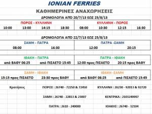 Τα νέα δρομολόγια της Ionian Ferries