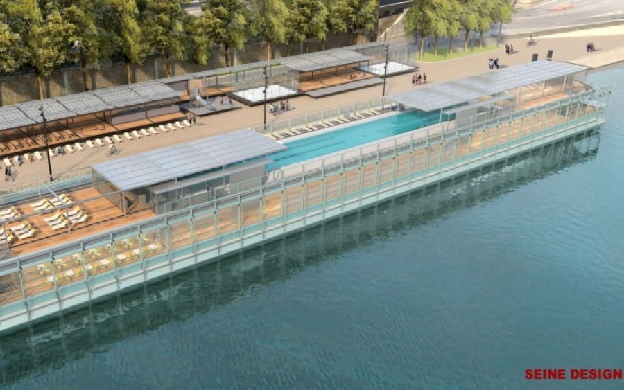 Μια πισίνα πλέει πάνω από τον Σηκουάνα -Το Παρίσι ετοιμάζεται για την μετά Covid-19 εποχή [εικόνες]