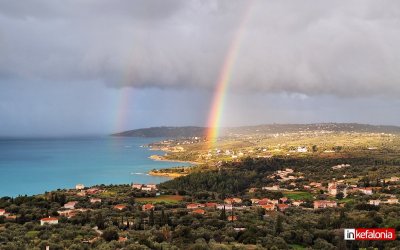 Κεφαλονιά: Διπλό ουράνιο τόξο στην περιοχή της Λειβαθούς