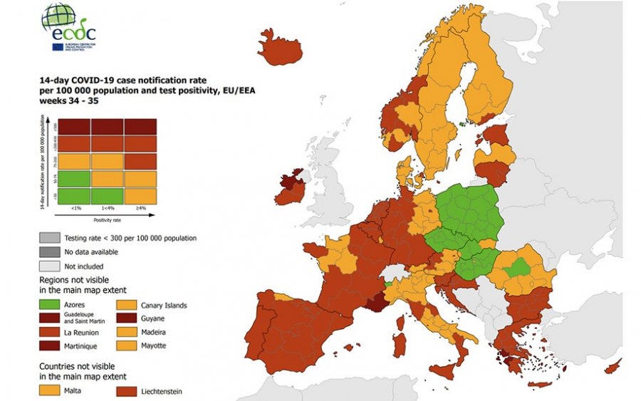 Χάρτης ECDC: Στο «βαθύ κόκκινο» το Ιόνιο