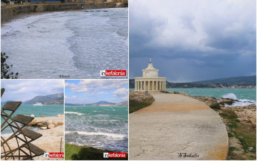 Αργοστόλι: Κύματα "μαστιγώνουν" τα βράχια στο Φανάρι (εικόνες)