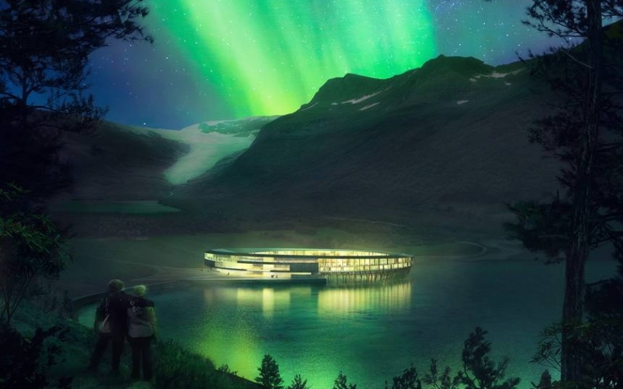 Κυκλικό ξενοδοχείο ανοίγει στη Νορβηγία με θέα τους παγετώνες και το Βόρειο Σέλας (εικόνες)