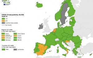 ECDC: Επεσε κάτω από το 4% ο δείκτης θετικότητας [χάρτες]