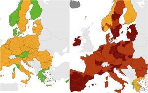 Χάρτες ECDC: Σταθερά «πράσινο» το Ιόνιο - Παραμένει «πορτοκαλί» και «πράσινη» η Ελλάδα
