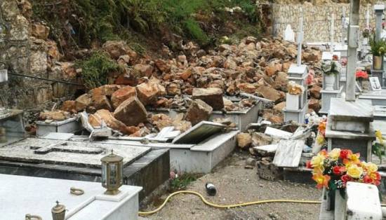 Σοβαρές καταστροφές στο νεκροταφείο στα Καμιναράτα από την θεομηνία 