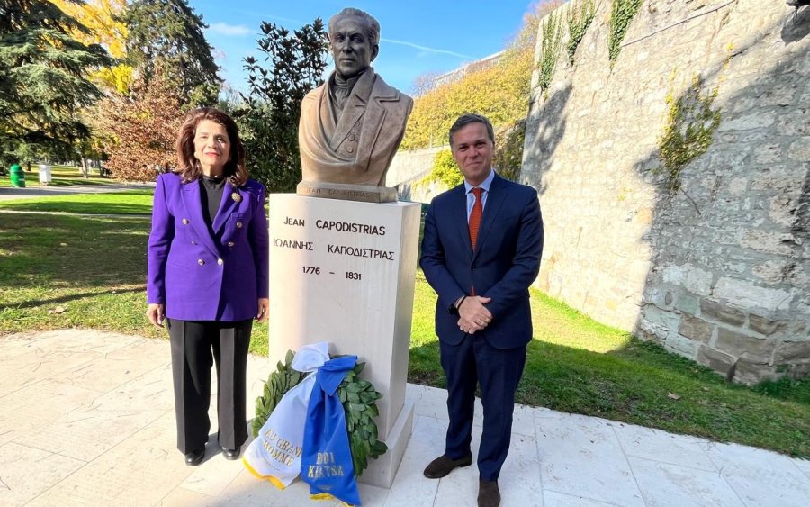 Ρόδη Κράτσα Τσαγκαροπούλου στην Γενεύη. Φόρος τιμής στον Ιωάννη Καποδίστρια.