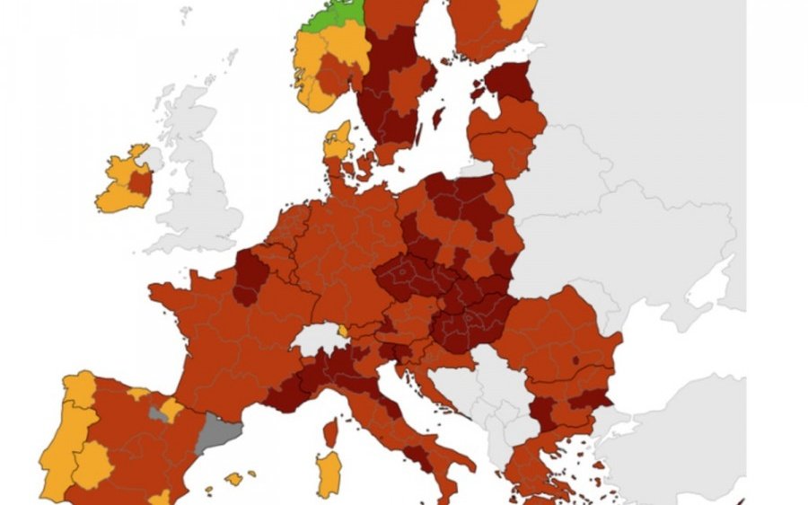 Ο νέος χάρτης του ECDC: Στο «κόκκινο» όλη η Ελλάδα