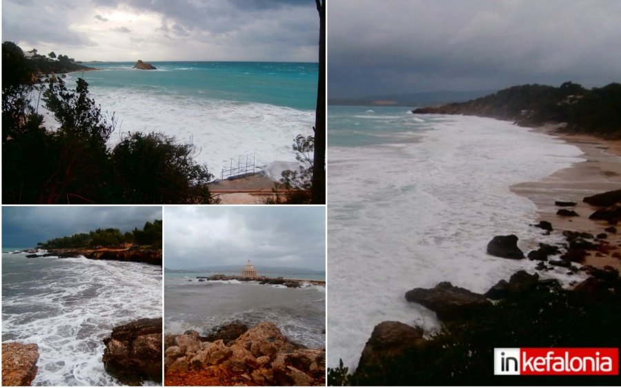 Αργοστόλι: Εντυπωσιακά κύματα στις παραλίες! (εικόνες)