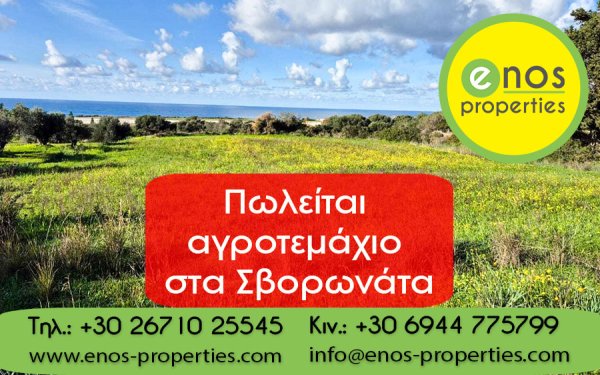 Πωλείται αγροτεμάχιο 4.500 τ.μ στα Σβορωνάτα, με αμφιθεατρική θέα στο αεροδρόμιο