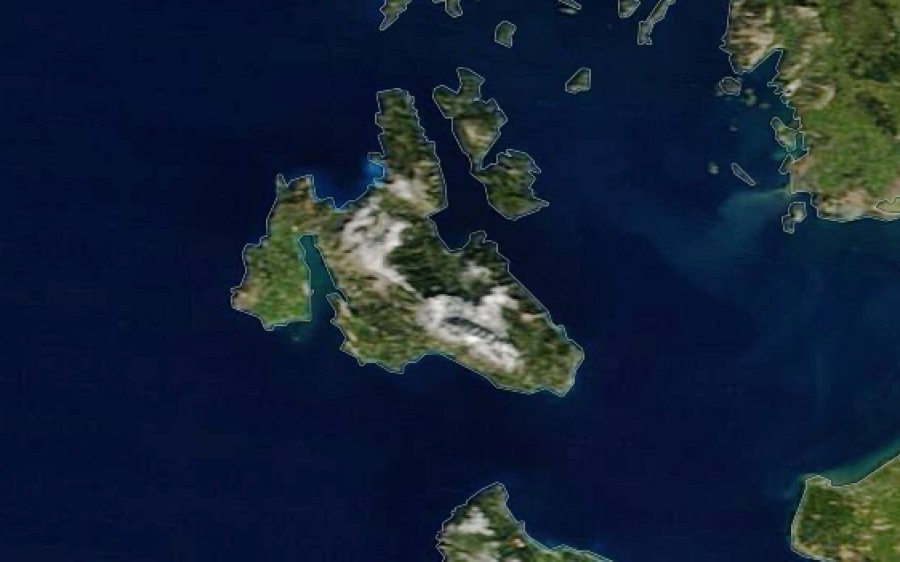 Δορυφορική εικόνα με τη χιονοκάλυψη σήμερα στην Κεφαλονιά
